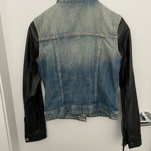 Aritzia denim jacket with leather sleeves